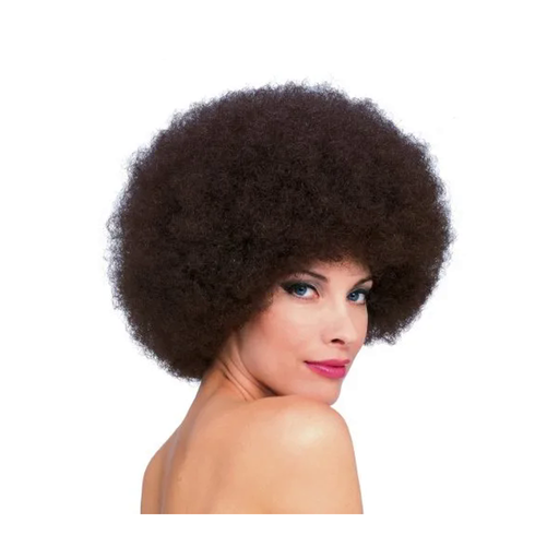 Peluca afro café de pelo crespo y voluminoso