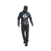 Hombre con polera musculosa de Batman Arkham Knight, cinturón y máscara