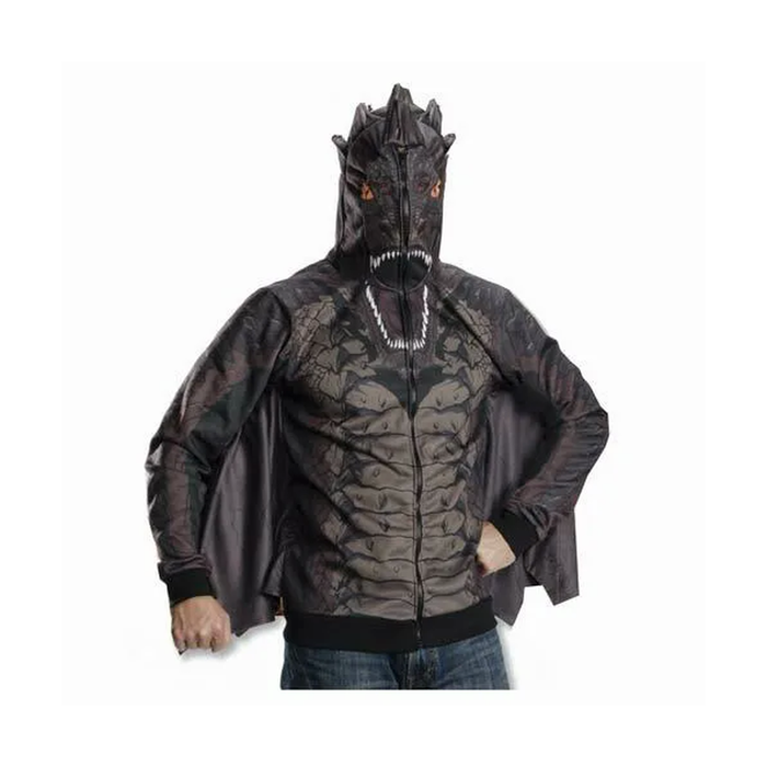 Polerón de dragón Smaug para hombre con estampado de escamas, alas y capucha cerrada con la cara del dragón