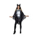 Poncho de lobo solitario para mujer, negro con estampado de lobo, flecos, cuello gris y orejas