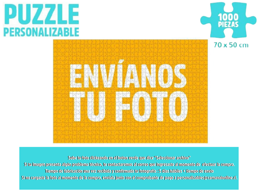 Puzzle personalizado 1000 piezas, envíanos tu foto, 70x50 cm