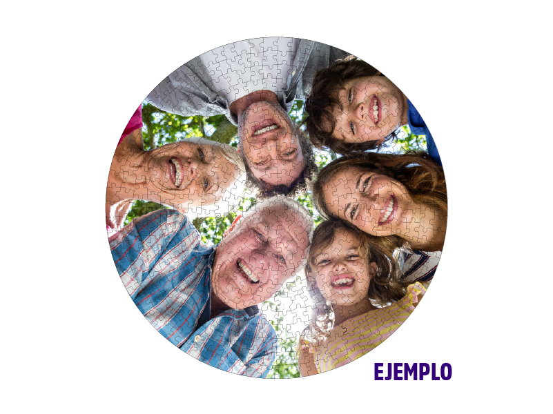 Ejemplo de puzzle personalizado redondo con foto de familia