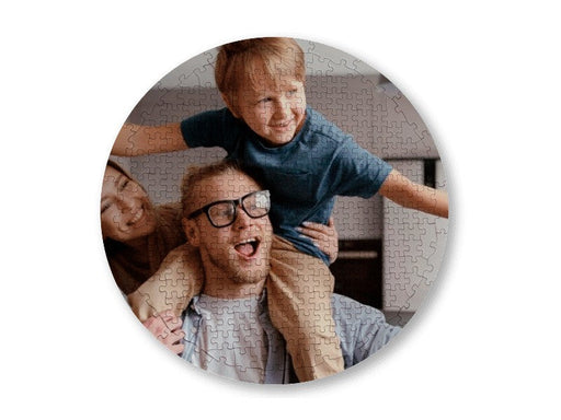 Puzzle redondo personalizado - ejemplo papá con hijos