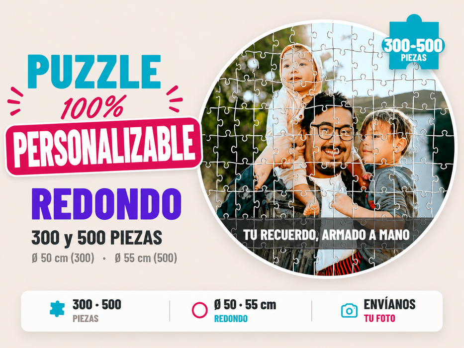 Puzzle Personalizable Redondo - 300 y 500 Piezas