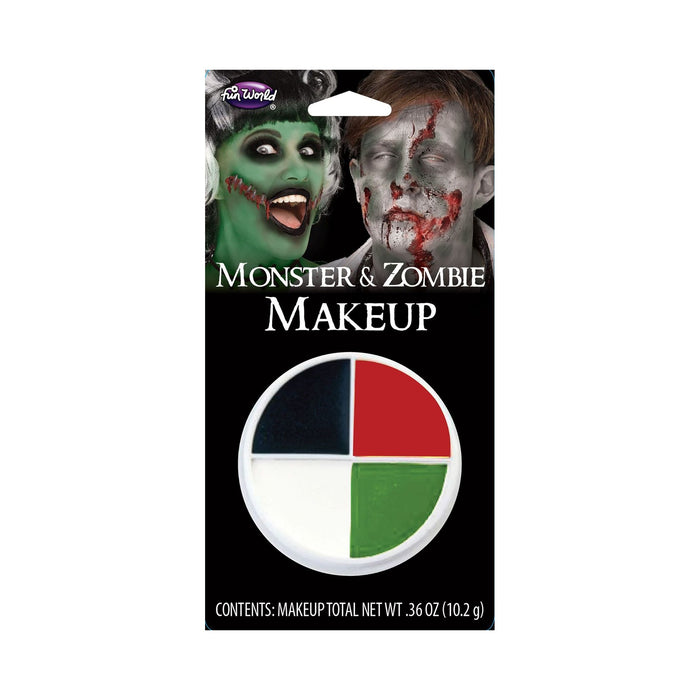 Rueda de maquillaje Fun World de 4 colores, estilo Monstruo y Zombie, negro, blanco, verde y rojo