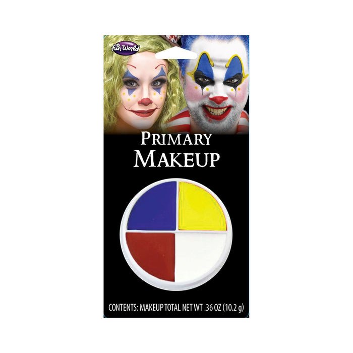 Rueda de maquillaje Fun World estilo Primario, blanco, rojo, azul y amarillo