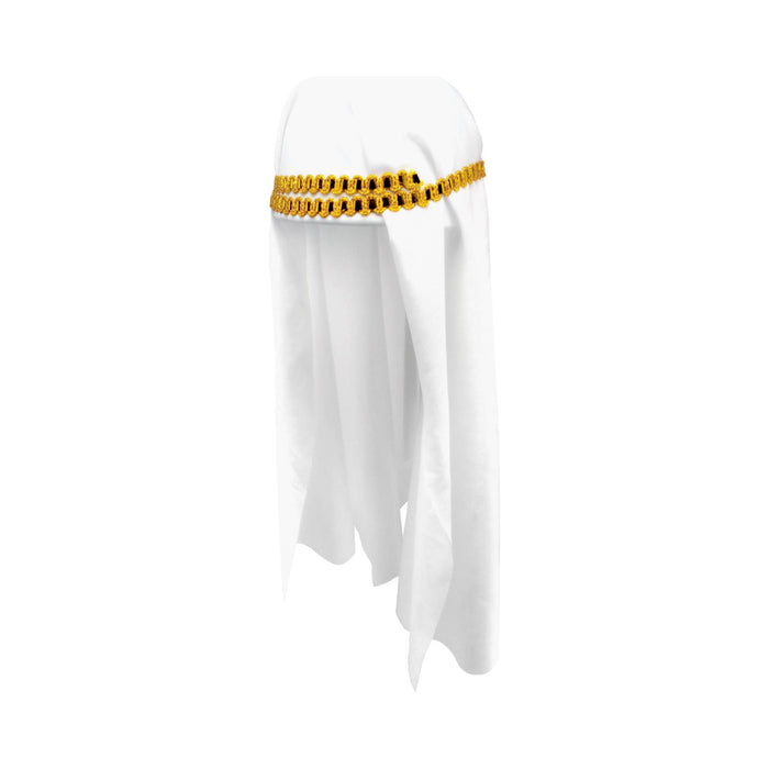 Sombrero árabe blanco con cordón dorado