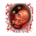 Sticker para tapa de WC con cabeza ensangrentada, ojos y salpicaduras de sangre