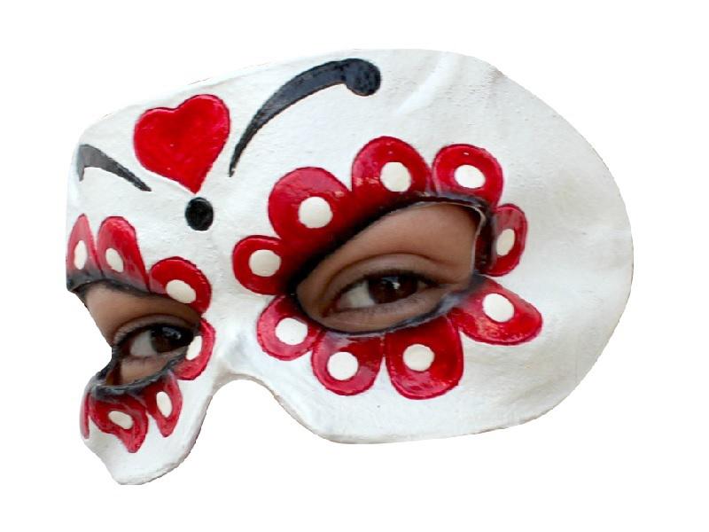 Antifaz Calavera Flor Roja