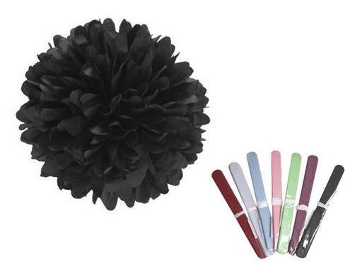Pompon Papel 25 Cm Negro - Airy - Carnaval Online
