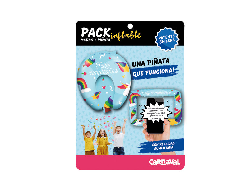 Pack Piñata Y Marco Inflable Arcoiris