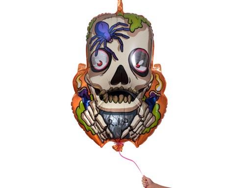 Booñata piñata inflable de foil con diseño de calavera, araña y lápida RIP