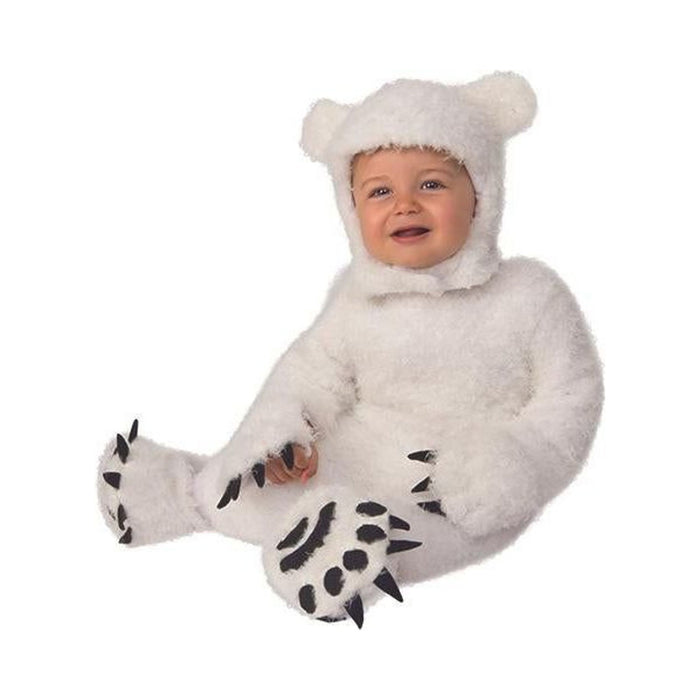 Disfraz de oso polar para bebé, enterito blanco con capucha de orejas y botines con garras negras