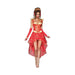 Disfraz Dama del Dragón para mujer, vestido corto rojo con detalles dorados, cola de organza, mangas rojas y tocado