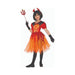 Disfraz diabla en llamas para niña, vestido rojo con corazón de fuego, falda de tul naranja y cuernos rojos