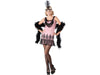 Disfraz flapper años 20, vestido rosado con flecos y cintillo con pluma