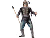 Disfraz guerrero espiritual esqueleto para hombre, túnica gris con pechera de huesos, máscara de calavera con plumas y cubrebotas