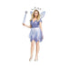 Disfraz hada celestial para mujer, vestido lila con estrella, alas de hada transparentes y diadema de estrellas