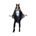 Disfraz Lobo Solitario para mujer, poncho negro con estampado de lobo y flecos, cuello de piel sintética y orejas de lobo