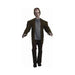 Disfraz de monstruo con cabeza gigante para adulto, chaqueta verde oliva con polera gris y pieza alta con costuras en la cabeza