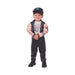 Disfraz de motociclista para niño pequeño, traje negro con chaleco, brazos de músculos tatuados, estampado Biker Baby y gorro