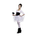 Disfraz de novia de Halloween juvenil, vestido blanco con falda de tul y corset negro con hebillas