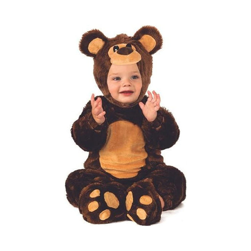 Disfraz de osito Teddy Bear para bebé, enterito café con guatita beige y capucha con orejas