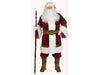 Disfraz de Viejito Pascuero Old Time para adulto, abrigo largo de terciopelo burdeo con capucha y ribete blanco