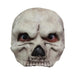 Media máscara de calavera blanca que cubre frente, ojos y nariz, sin mandíbula