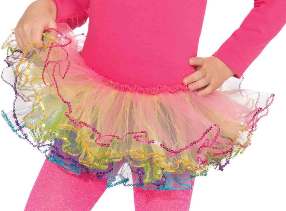 Tutú para niña de tul en colores pastel con capas y borde de colores